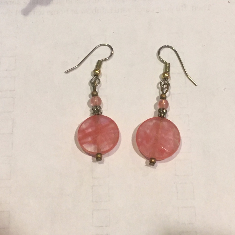 Pink drop earrings